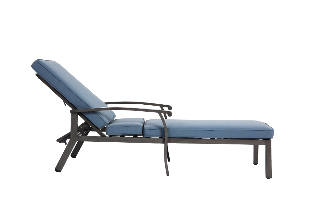 Chaise Longue da Esterno ¨C MINIMAL ¨C Alluminio, Cuscino Blu, Reclinabile