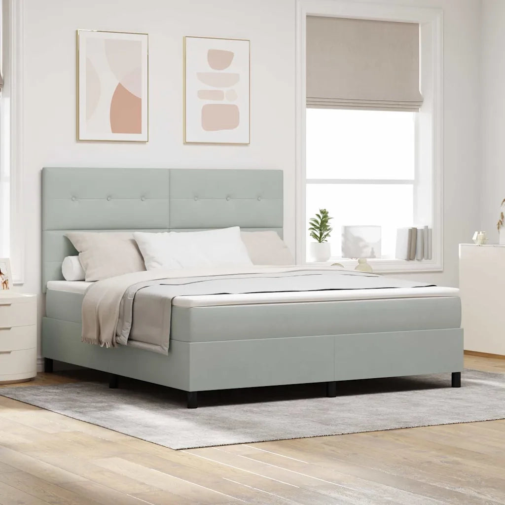 Letto a Sorgente LED Grigio chiaro 180 x 200 cm Tessuto
