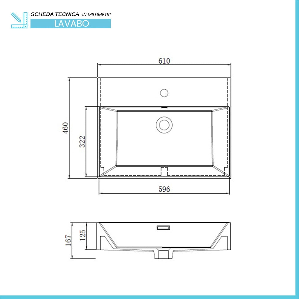 Mobile bagno sospeso cannettato 60 cm bianco opaco Bali