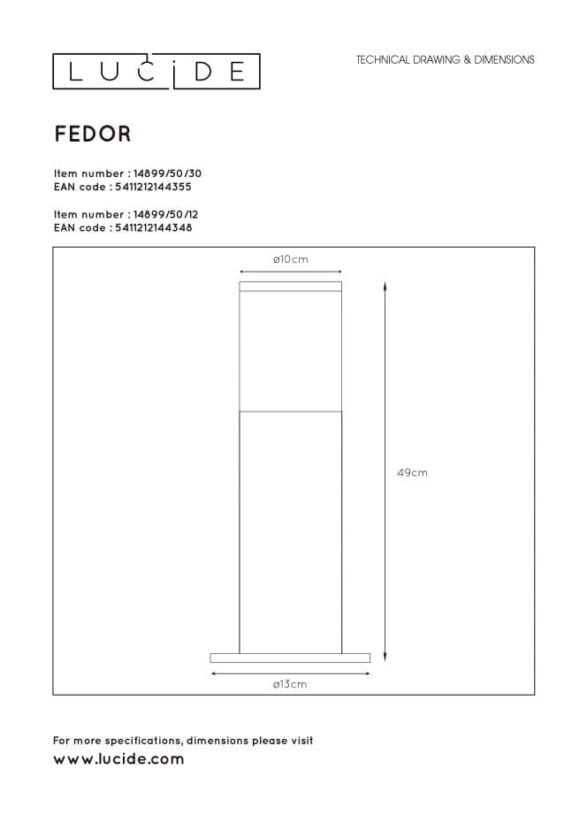 Lampada esterno a stelo Lucide Fedor E27 40W nera IP44