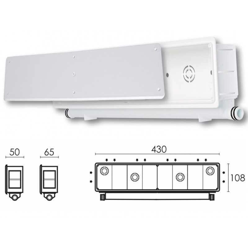 SCATOLA PREDISPOSIZIONE CORNICE CASSETTA Doppia sx dx 430x108x65 CLIMATIZZATORE - VECAMCO