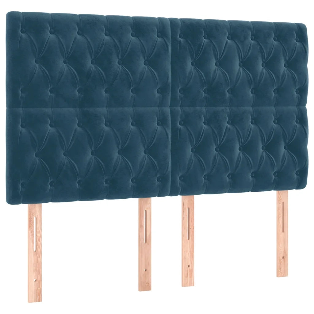 Testiera | Testata Blu Scuro 160x7x118/128 cm Velluto
