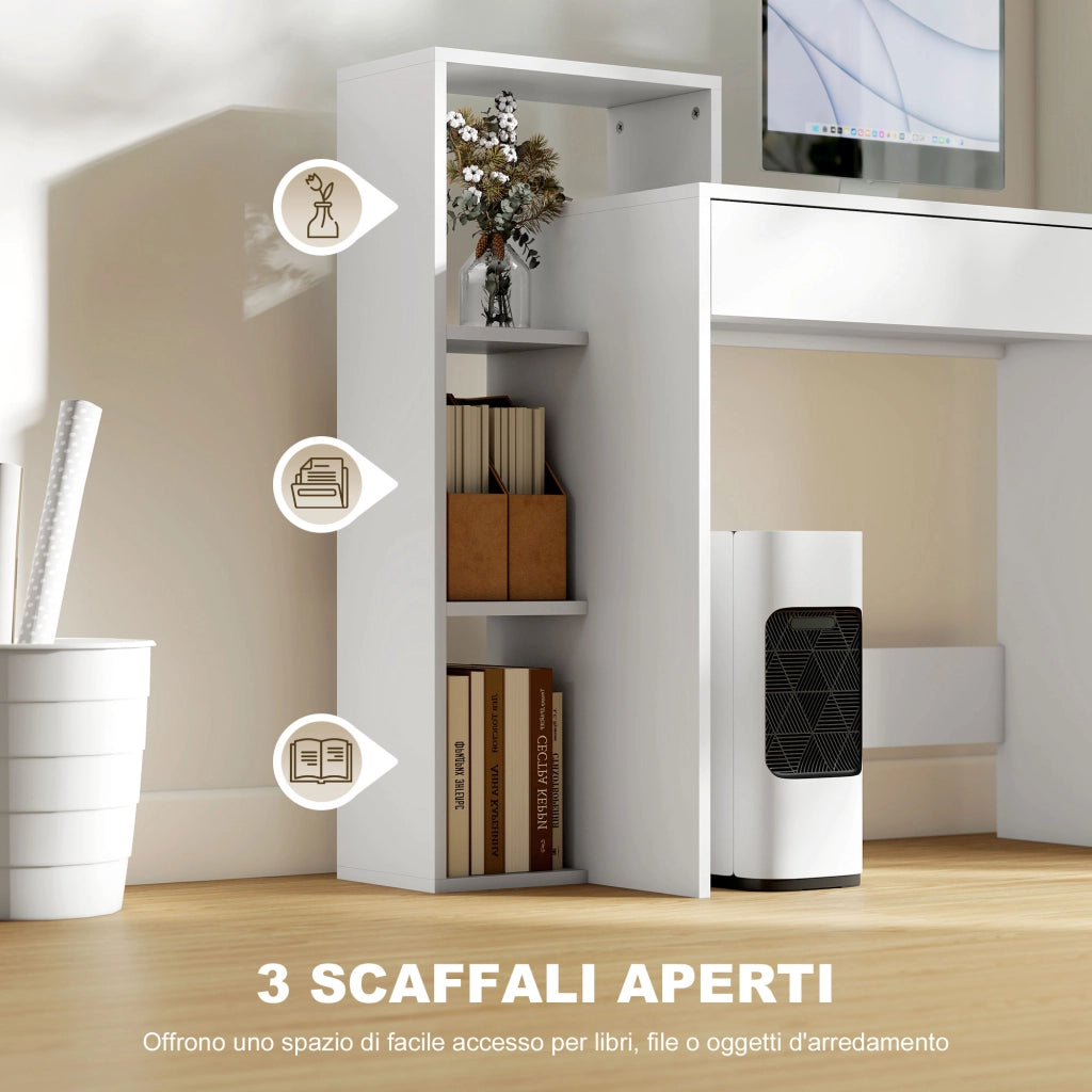 Scrivania PC Moderna con Cassetto e Ripiani Aperti ¨C Minimal ¨C 100x40x90 cm