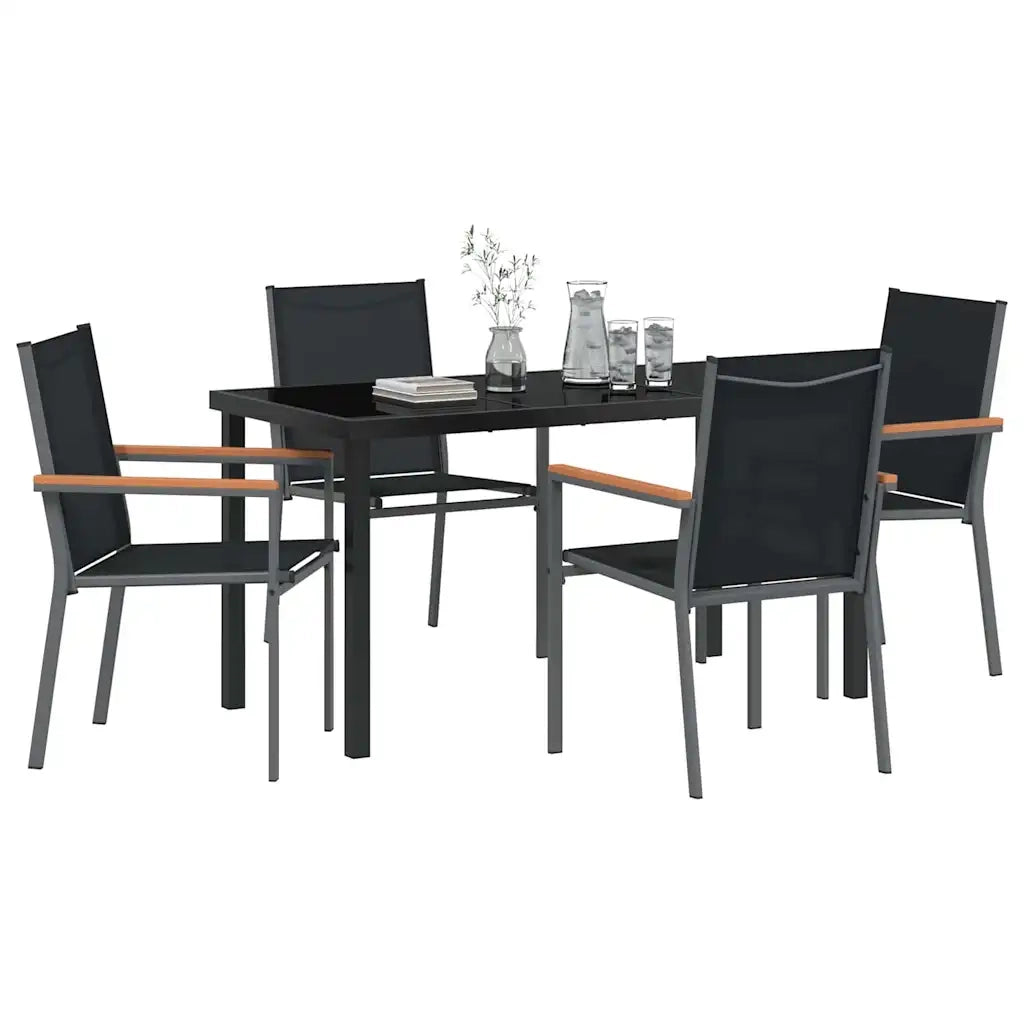 Set da Pranzo per Giardino 5 pcs Nero