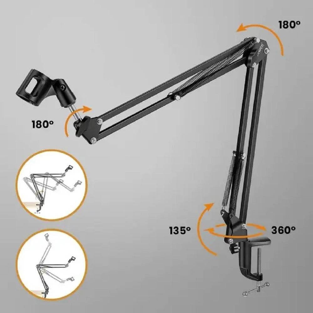 Trade Shop - Staffa Braccio Sospensione In Metallo Supporto Microfono Clip Scrivania Hd3283 -