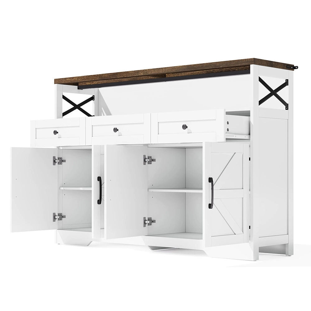 Buffet rustico - Xylo - 140cm 3cass porte bianco/marrone