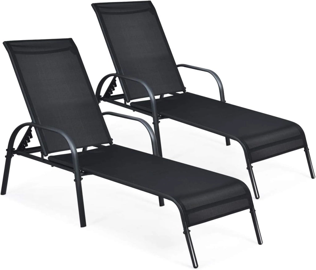 - Chaise da giardino, 2 pezzi, regolabili per giardino, sdraio, sdraio, sdraio, sdraio reclinabile