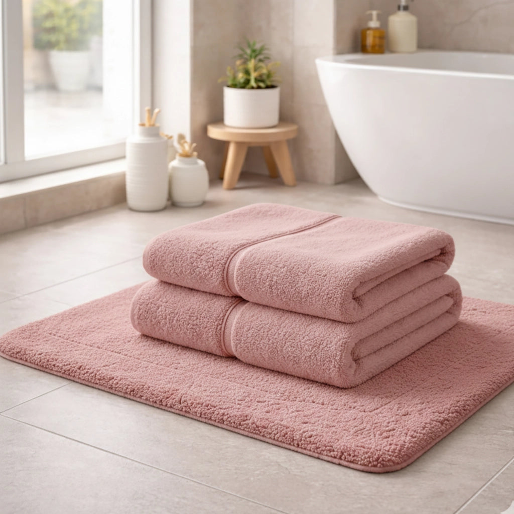 Sanenere, set di Asciugamani 100% Cotone set da 2, Rosa
