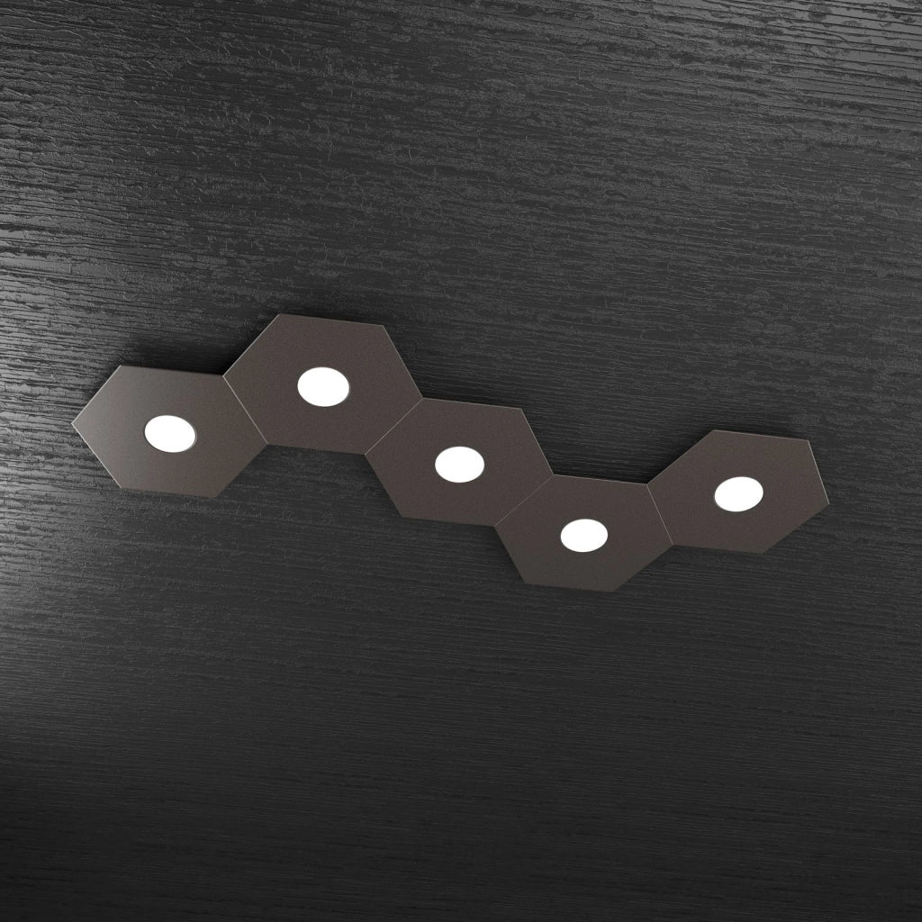 HEXAGON APPLIQUE-PLAFONIERA 5 LUCI MARRONE 1142-5L-MA
