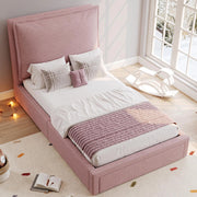 Letto imbottito 90x200cm - Xylo - testiera chenille rosa