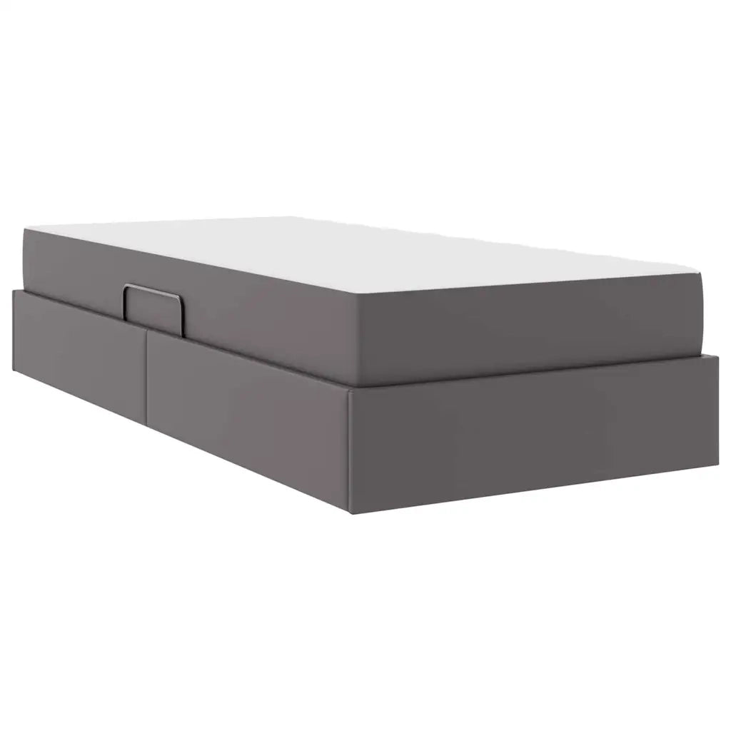 Letto con contenitore e materasso 2 pcs Grigio Pelle 3399598