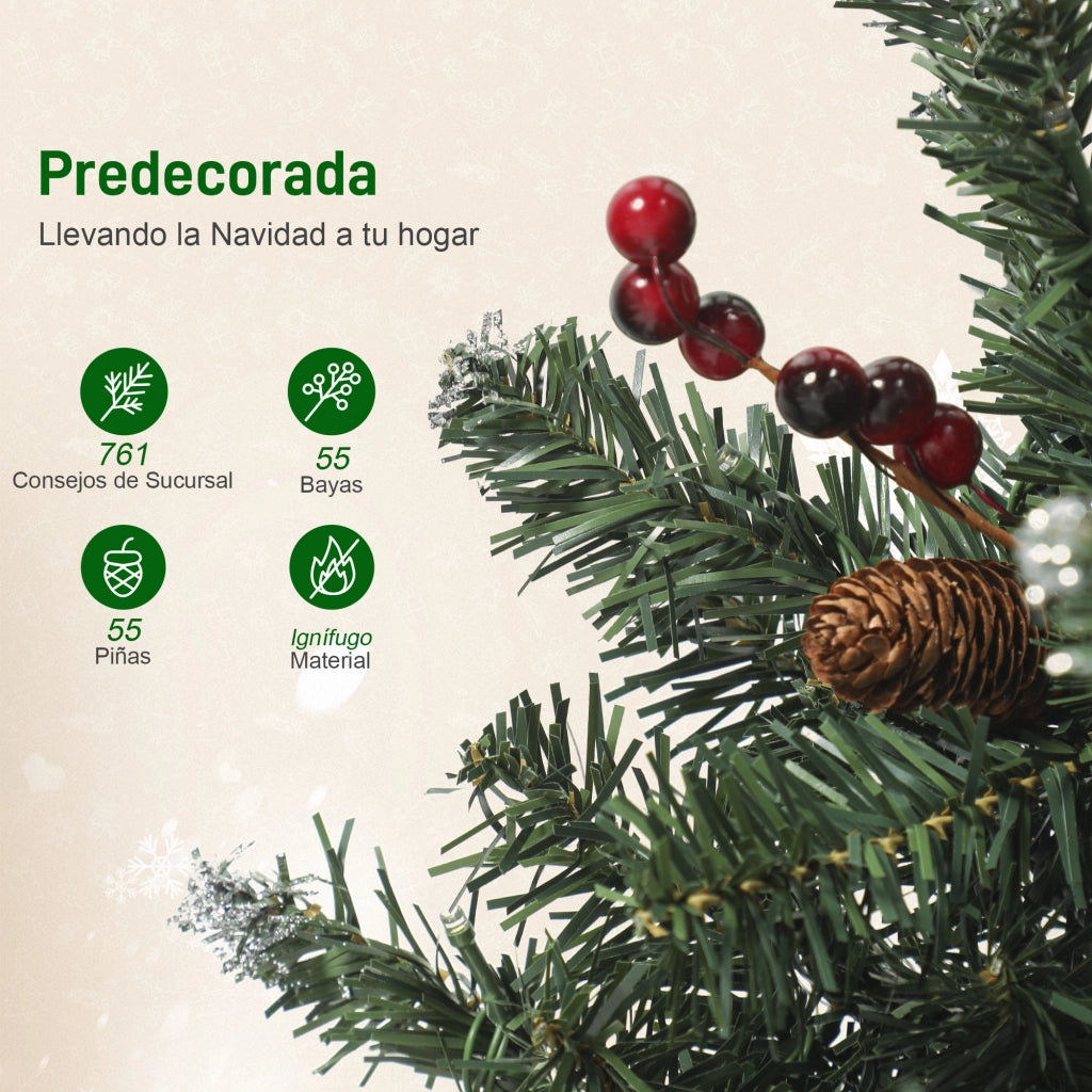 Albero di Natale Artificiale Stretto 230 cm con Luci LED ¨C zephmum ¨C Verde