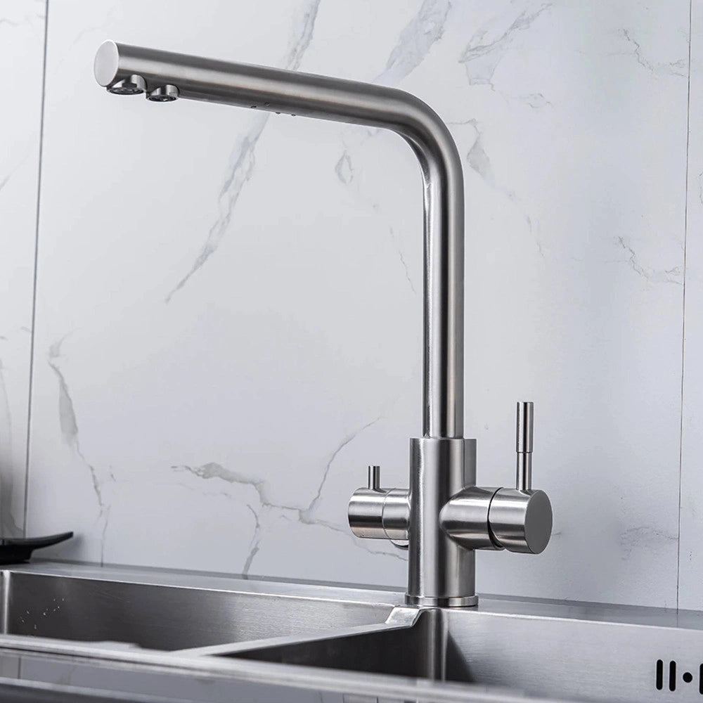 Trade Shop - Rubinetto Monocomando Lavello Cucina 3 Vie Acqua Fredda E Calda Girevole 360° -