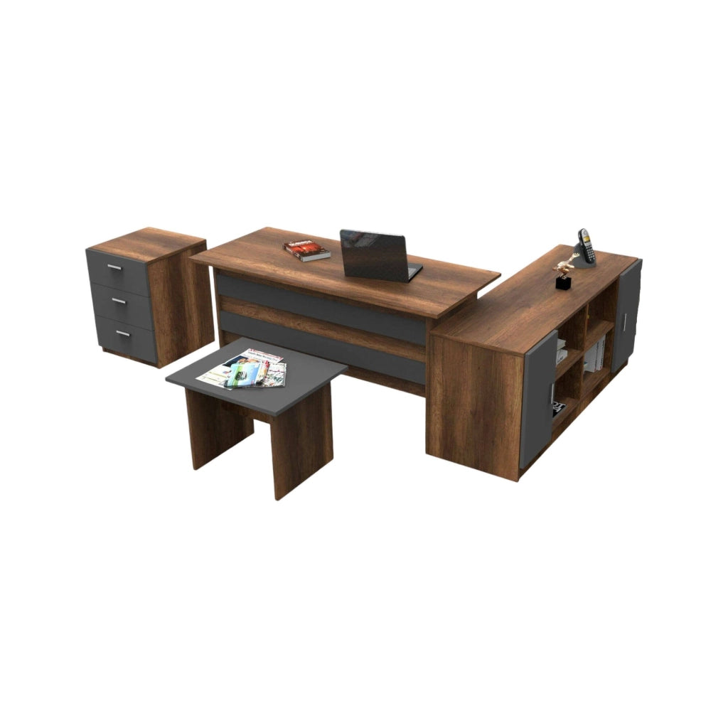 Abutilon, set da Ufficio Modulabile, Marrone Noce