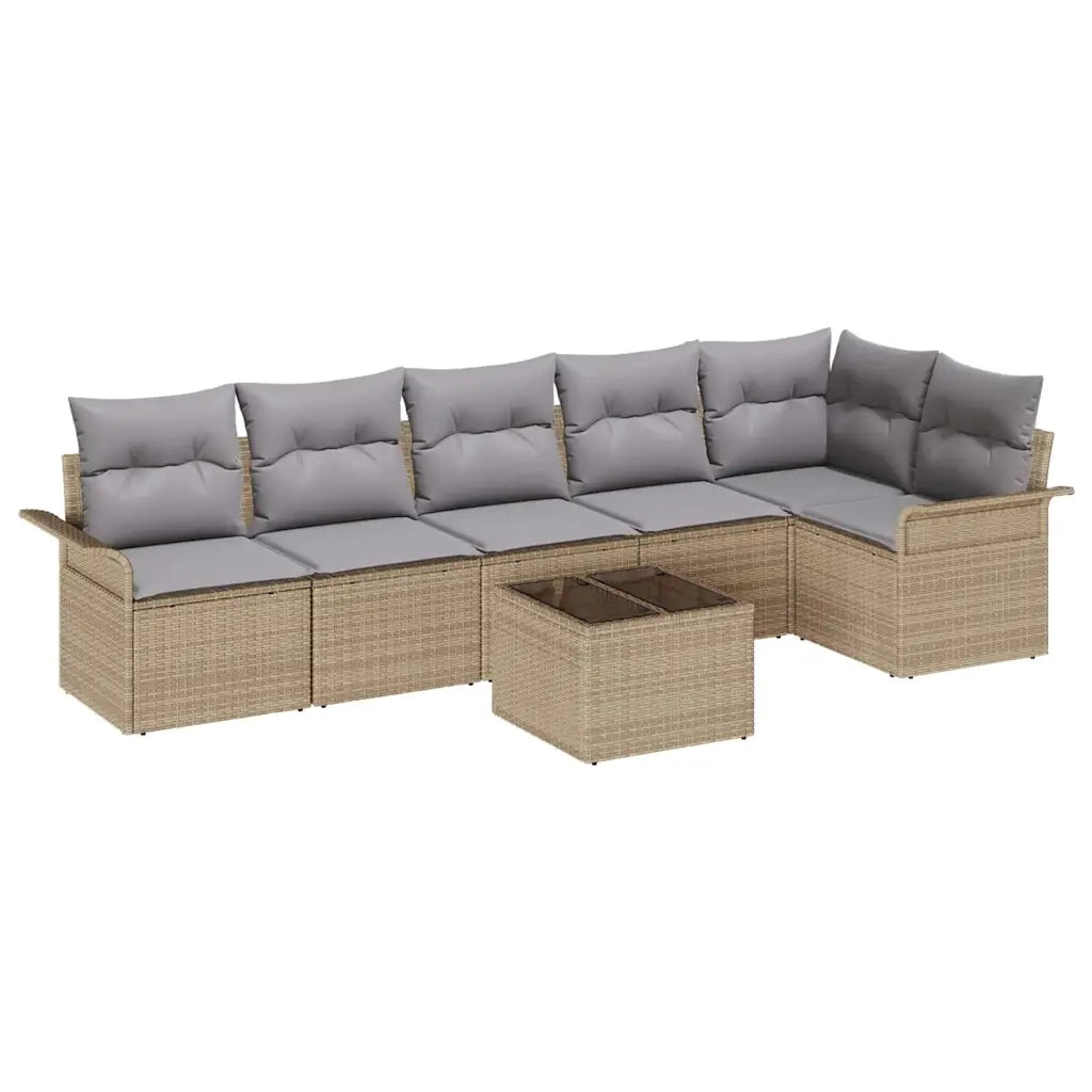 Set Divano da Giardino con cuscino 7 pcs Beige polyrattan 3345390