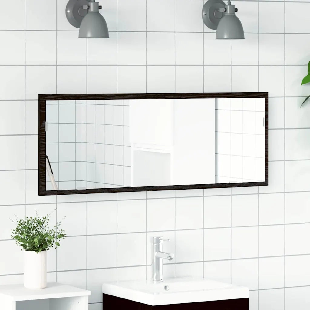 Specchio da bagno LED Rovere Nero 100 x 8,5 x 37 cm Vetro 862548