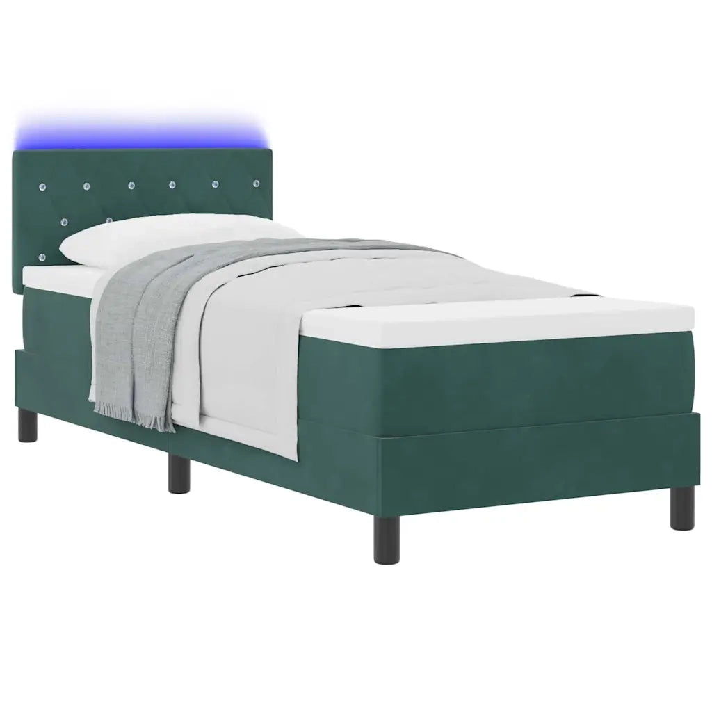 Letto a Sorgente LED con led Verde Scuro 80 x 200 cm Velluto