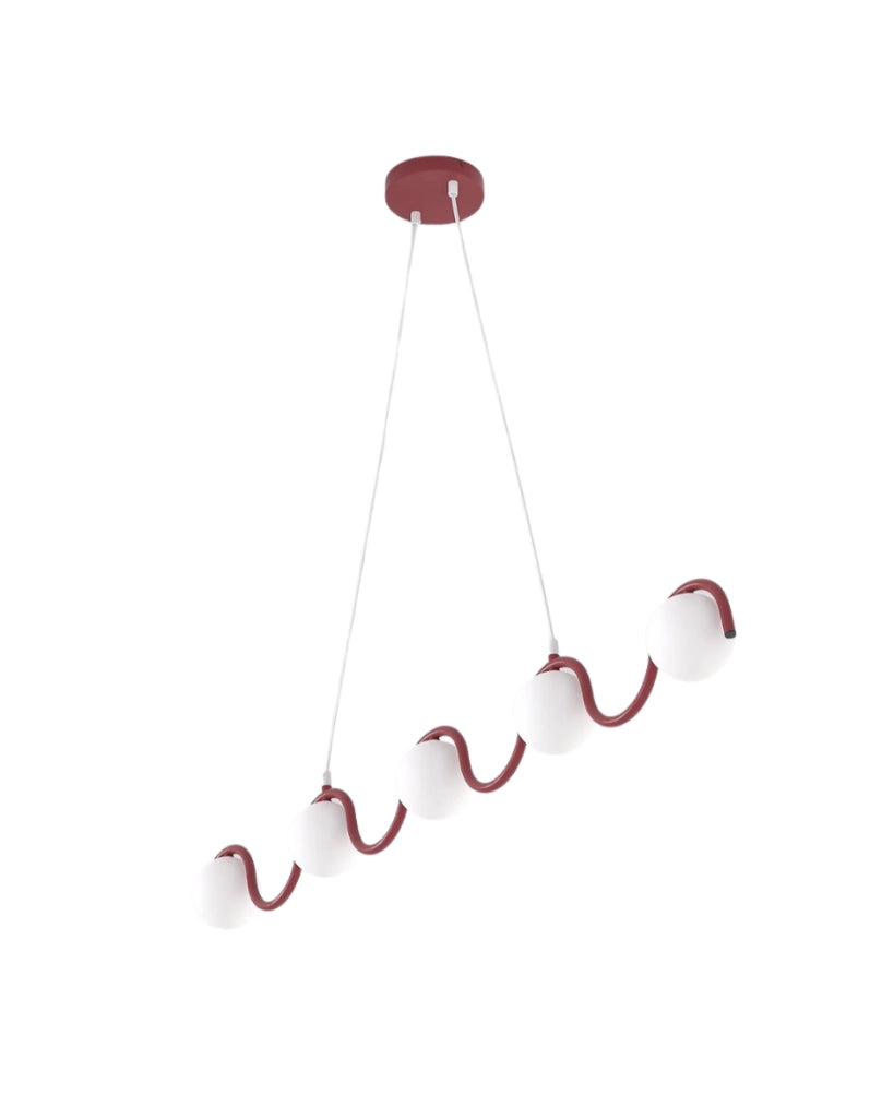 Lampada sospesa SINUS 5xG9 bordeaux bianca Emibig