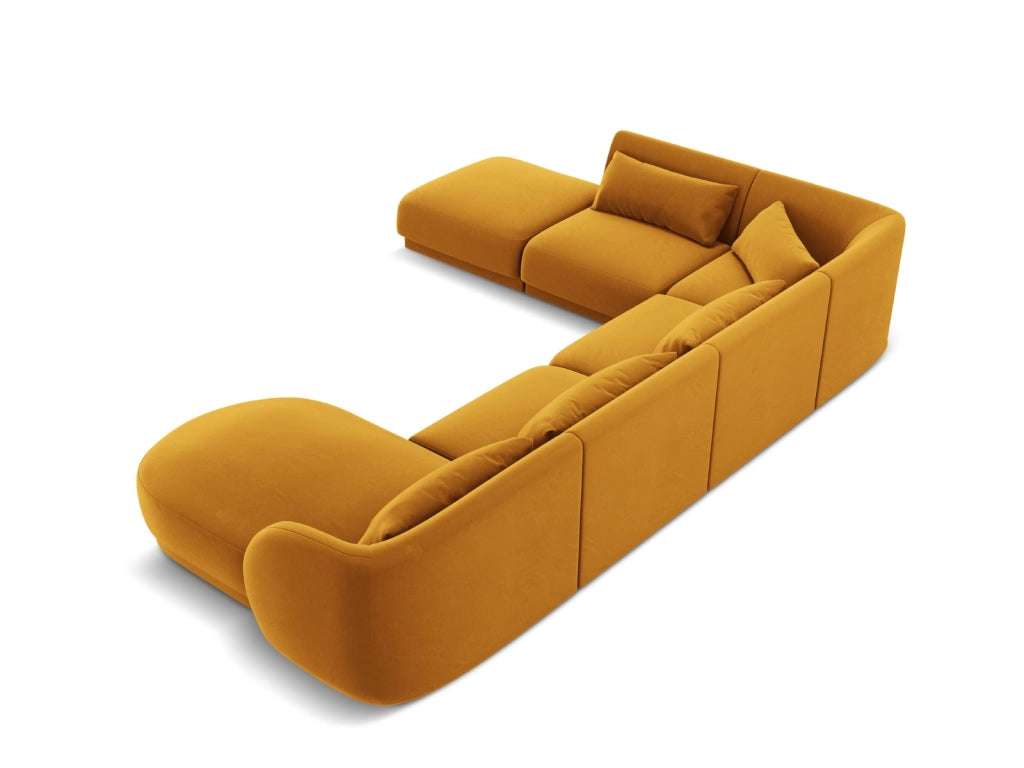 Cosmopolitan Design - Divano panoramico sinistro "Tulum" 6 posti in velluto giallo 