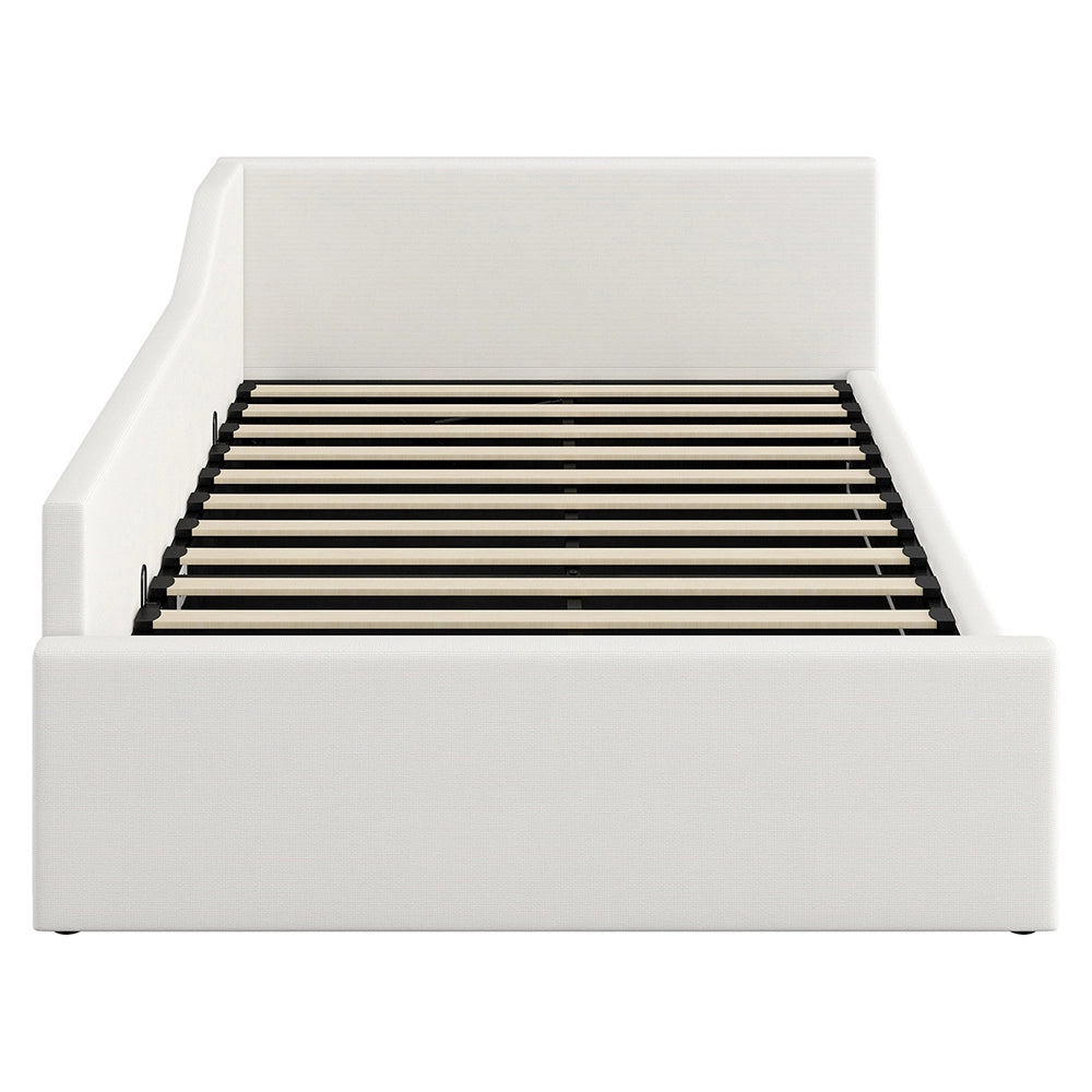 Letto imbottito - Xylo - 140x200cm con contenitore, beige