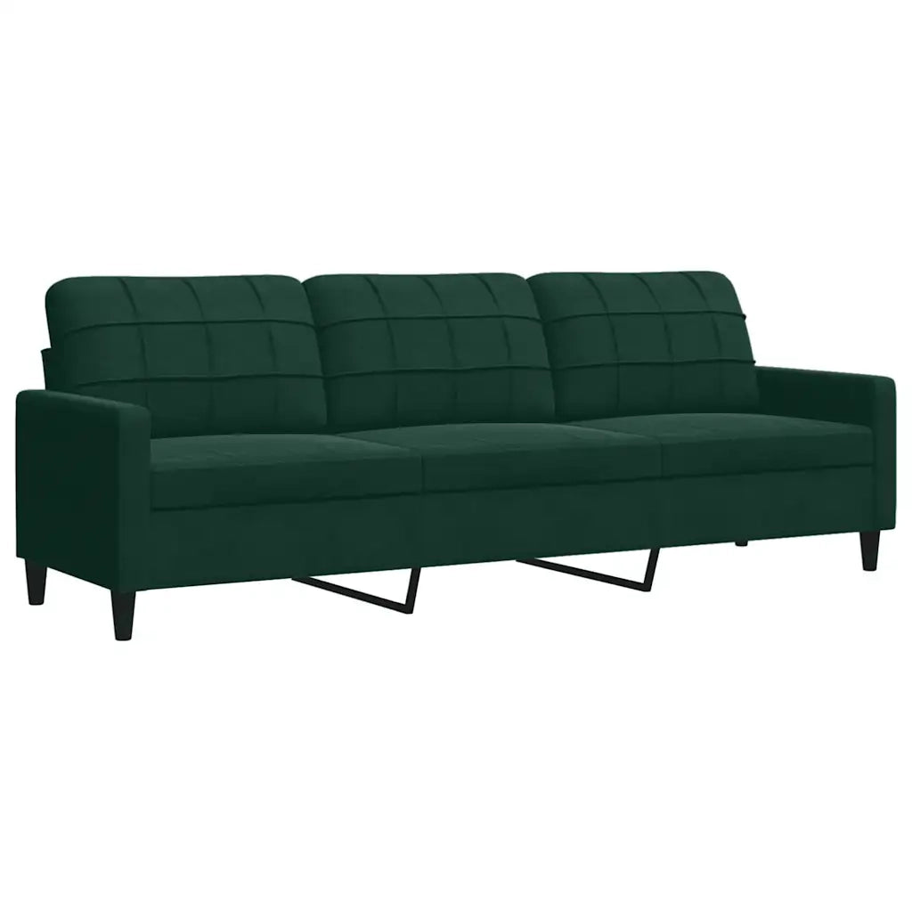 Set di Divani 3 pz con Cuscini e Rinforzi Verde scuro Velluto 3278453