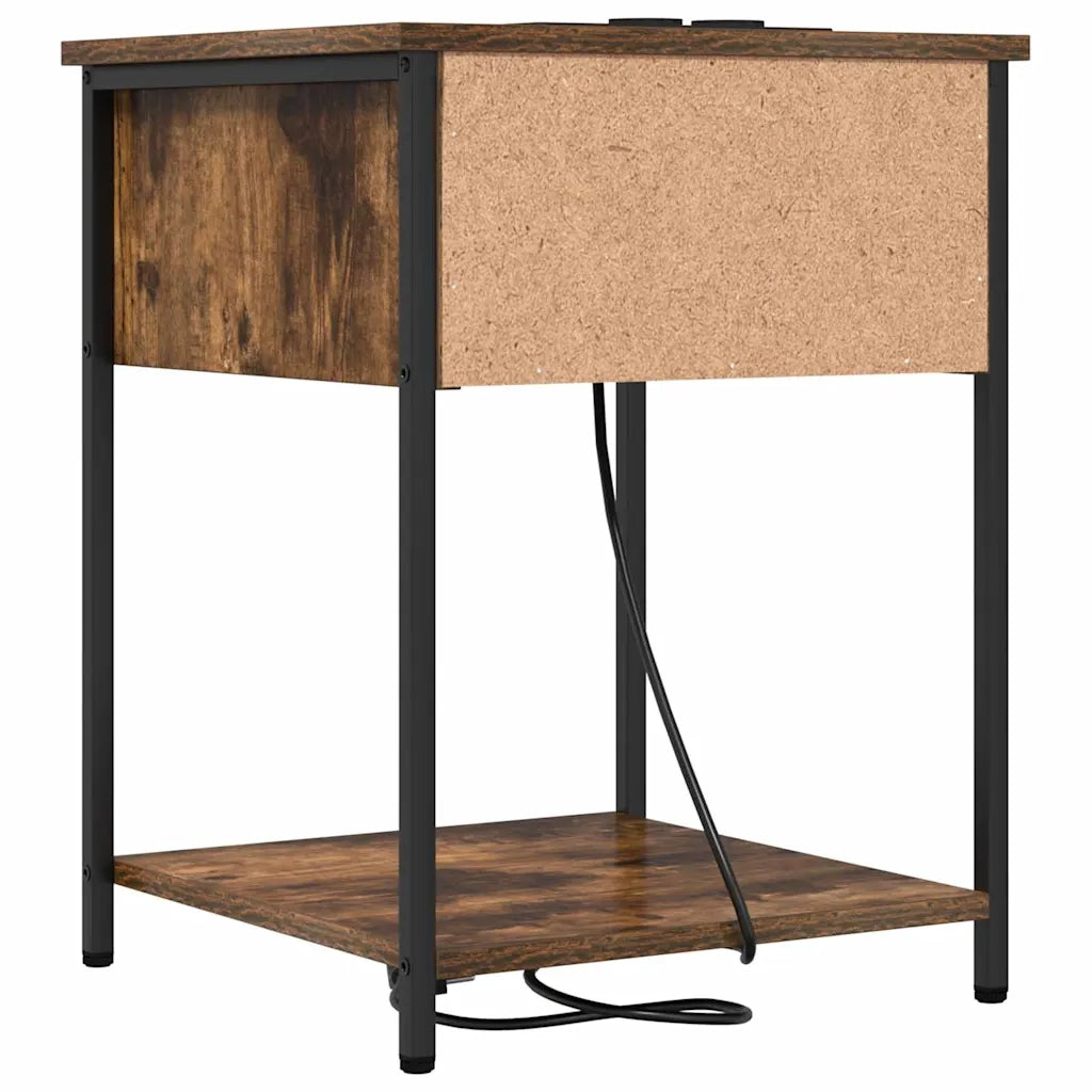 Set di 2 Comodini | Armadio da Notte | Mobiletto da notte con cassetto Rovere fum¨¦ 42 x 41 x 56 cm