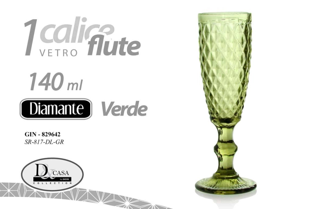 CALICE FLUTE DIAMANTE DA 140CC IN COLORE VERDE