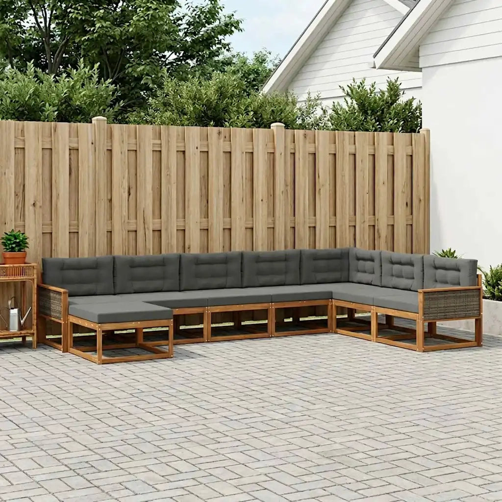 Set di divani da esterno con cuscino 8 pcs Naturale e Antracite 3382800