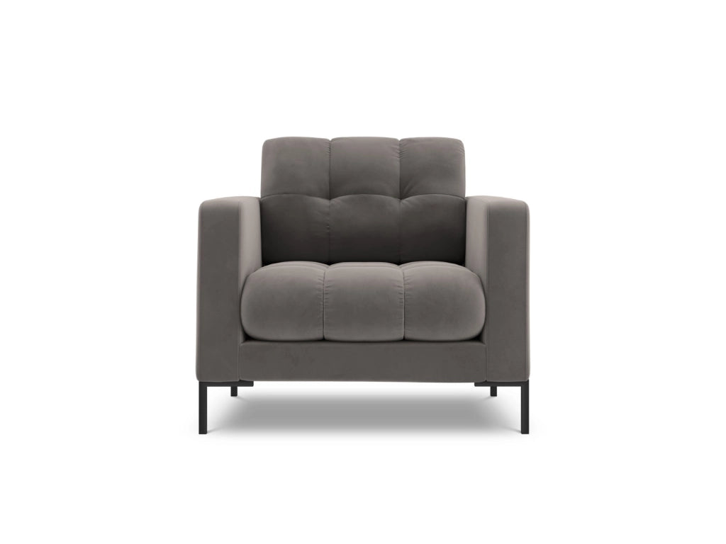 Cosmopolitan Design - Poltrona "Bali" in velluto grigio chiaro 