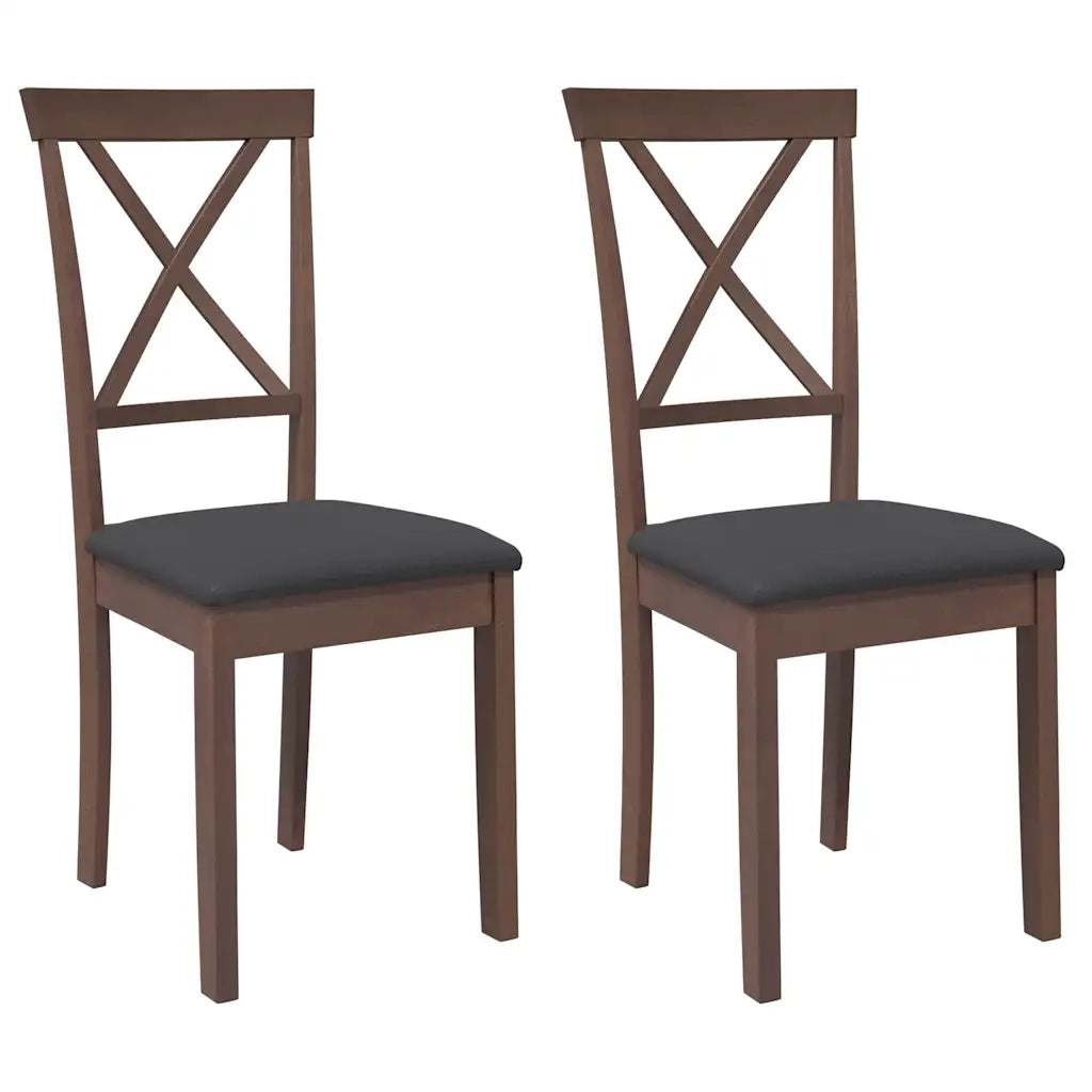 Sedie da Pranzo con Cuscini 2 pz | Sedie da cucina Marrone Legno Massello di Hevea