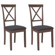 Sedie da Pranzo con Cuscini 2 pz | Sedie da cucina Marrone Legno Massello di Hevea
