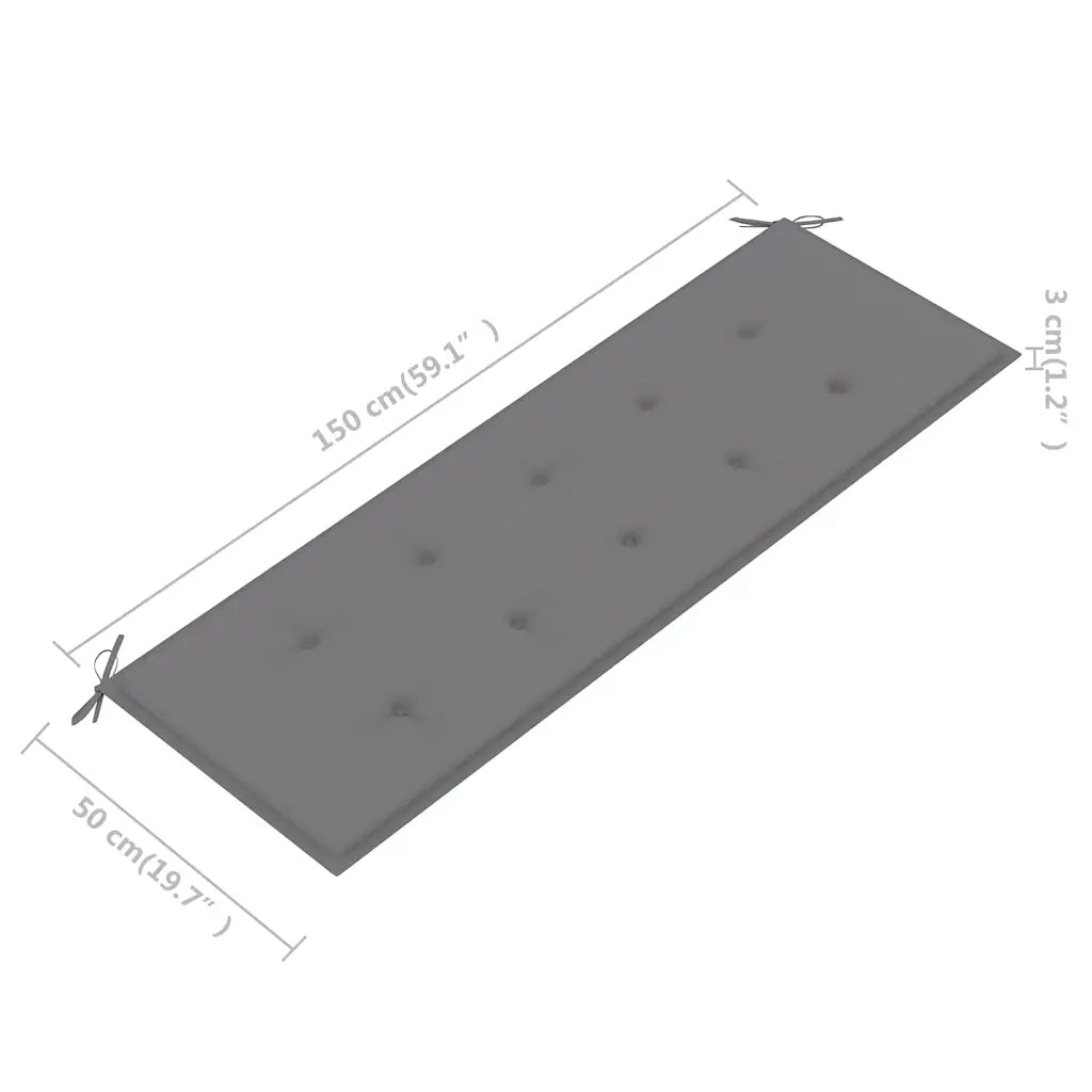 Panchina da Giardino 3 Posti e Cuscino 150cm Massello Eucalipto 3060997
