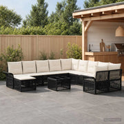 Set Divano da Giardino 12 pz Nero e Bianco Crema polyrattan 3435031