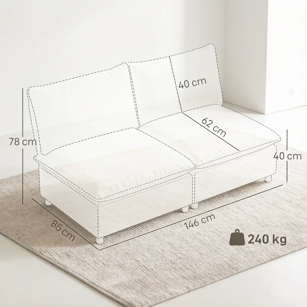 DIVANO 2 POSTI 146 cm Lino Crema