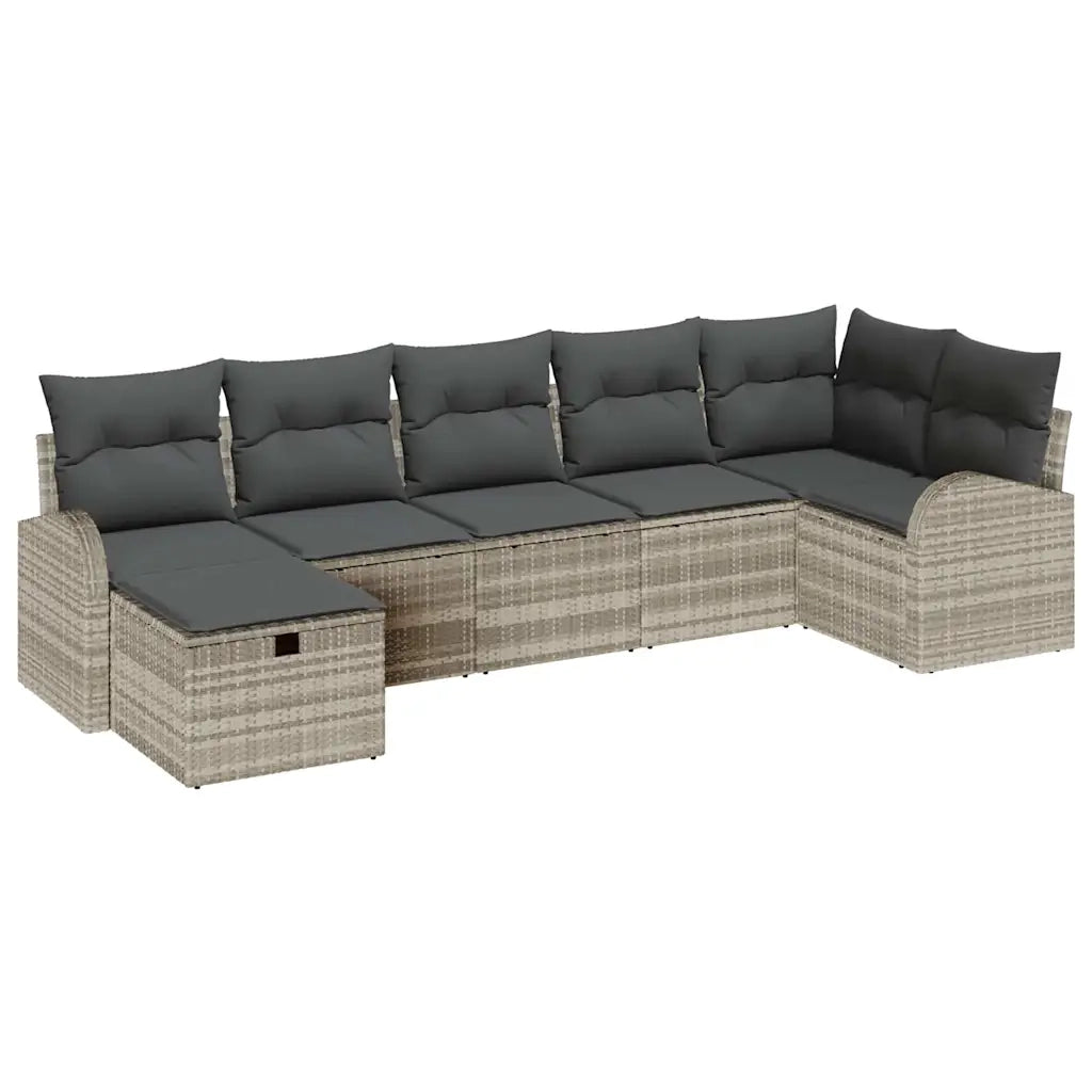 Set Divano da Giardino 7 pcs Grigio chiaro polyrattan