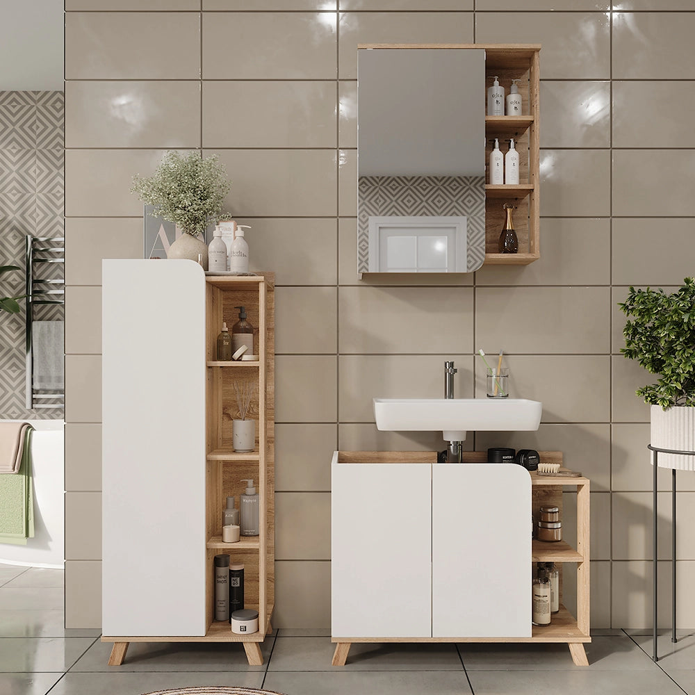 Vicco Set di mobili da bagno Sonoma/Bianco 3 parti