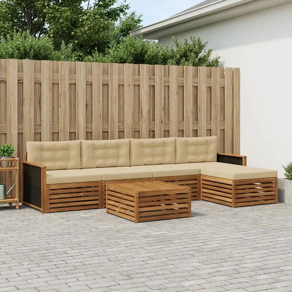 Set di divani da esterno 6 pcs Naturale e Beige 79 x 79 x 37 cm 3383256