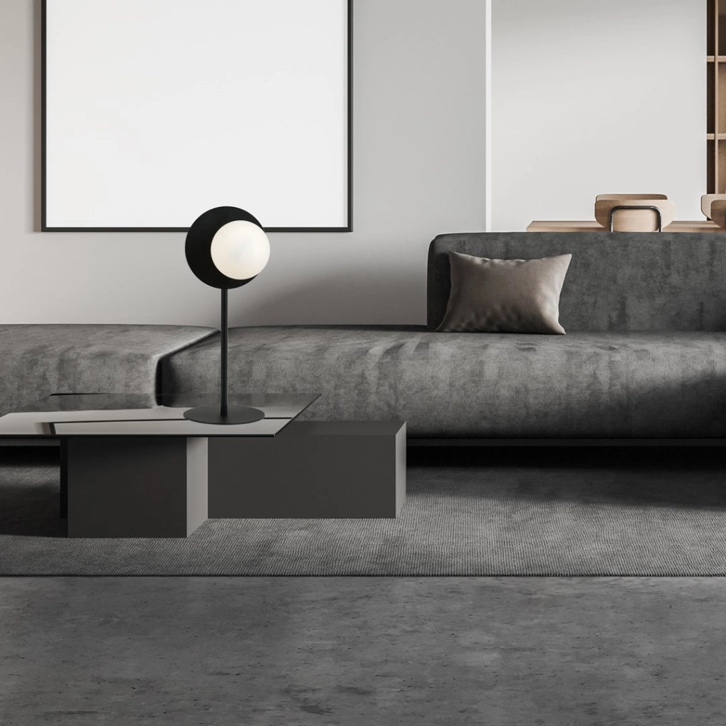 Lampada da tavolo Oslo nera vetro opale E14 Emibig