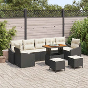 Set Divano da Giardino con cuscino 10 pcs Nero polyrattan 3362640