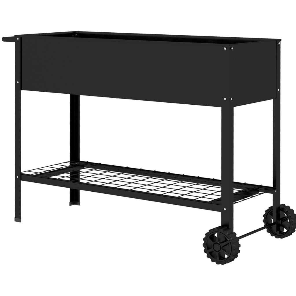 Fioriera con Ruote ¨C Minimal ¨C Nero Metallo 109x39x80 cm