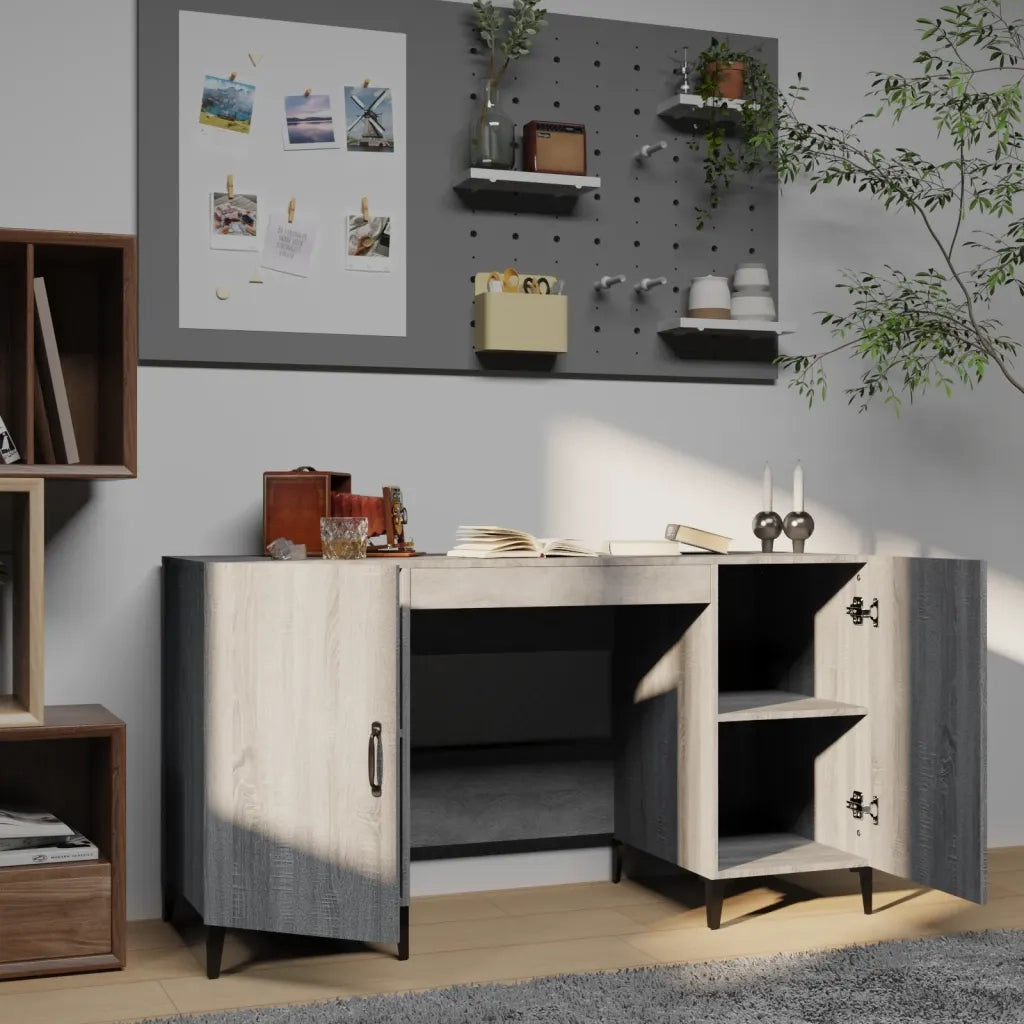 Scrivania Grigio Sonoma 140x50x75 cm in Legno Multistrato 817553