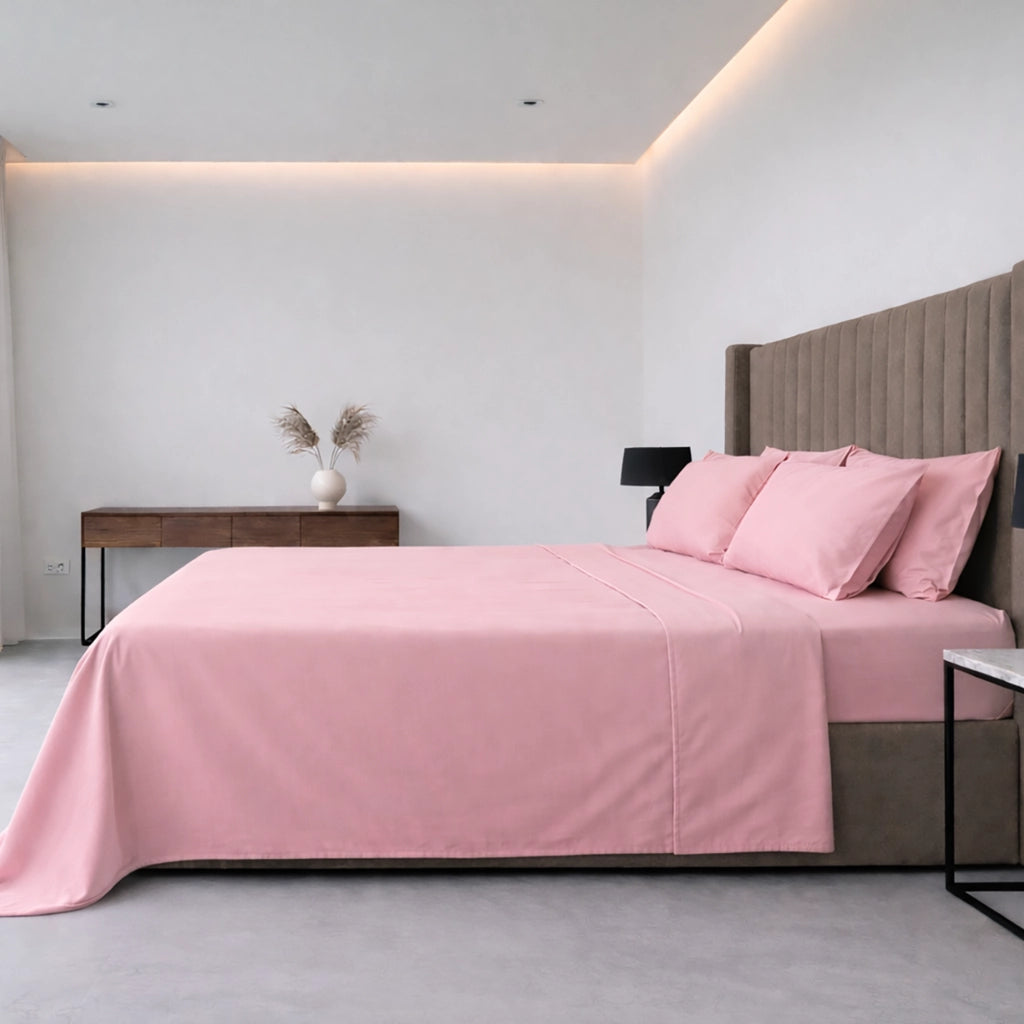 Sarenina, set Completo Letto Piazza e Mezza in Policotone, Rosa
