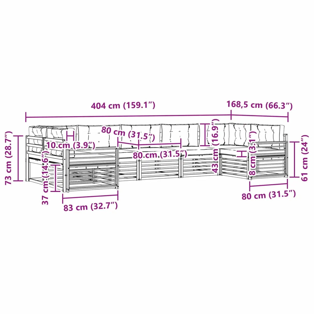 Set di divani da esterno 7 pcs Grigio Naturale e Chiaro 3374071