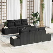Set Divano da Giardino con cuscino 7 pcs Nero polyrattan 3346953