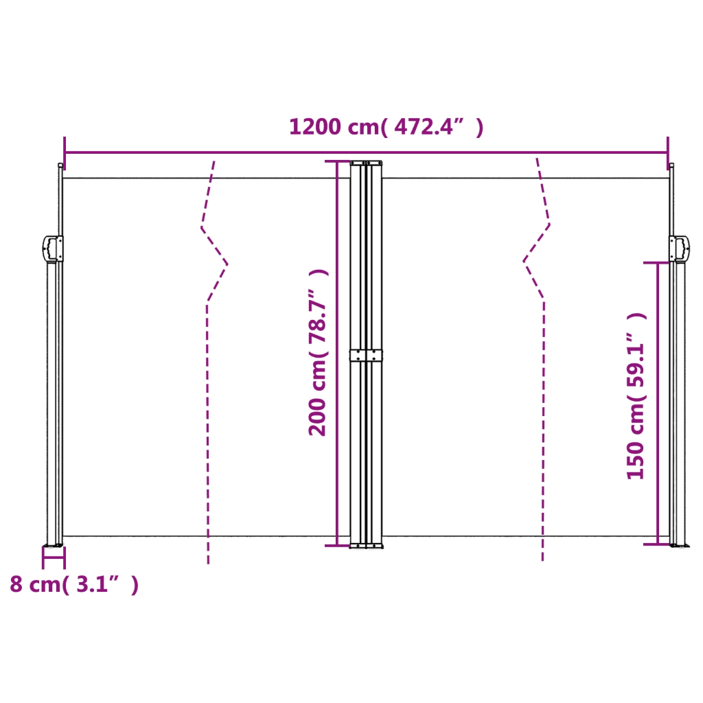 Tenda da Sole Laterale Retrattile Blu 200x1200 cm 4004851