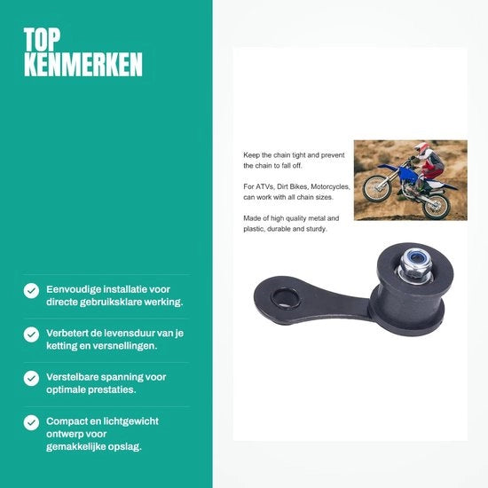 Kit per regolazione catena con manovella - Adatto per ATV e motocicli - Materiale metallico e plastico - Nero - Fondamentale per la regolazione della catena - Componente motociclistico