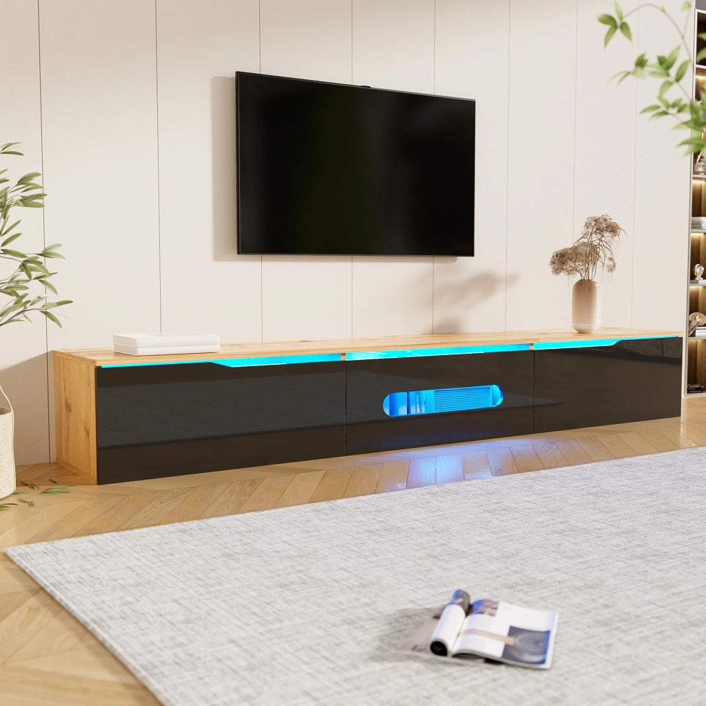 Credenza TV nera e legno 180 cm in MDF e truciolare