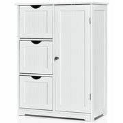 Armadietto di stoccaggio per ufficio con 3 cassetti, Mobile laterale in legno 60x30x81cm Bianco