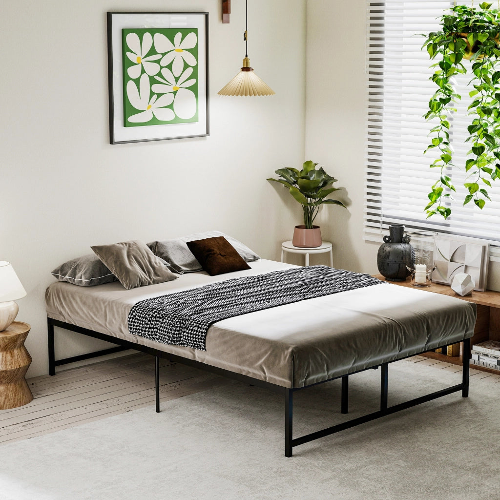 Letto Matrimoniale Contenitore in Metallo ¨C Zephmum ¨C Nero 135x190 cm