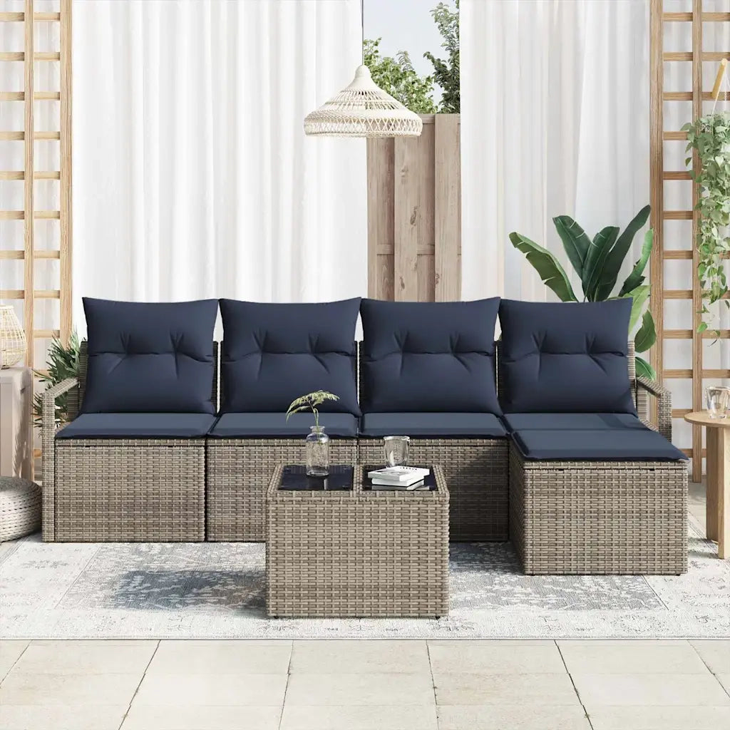 Set di divani con cuscino 6 pcs Grigio polyrattan 3346355